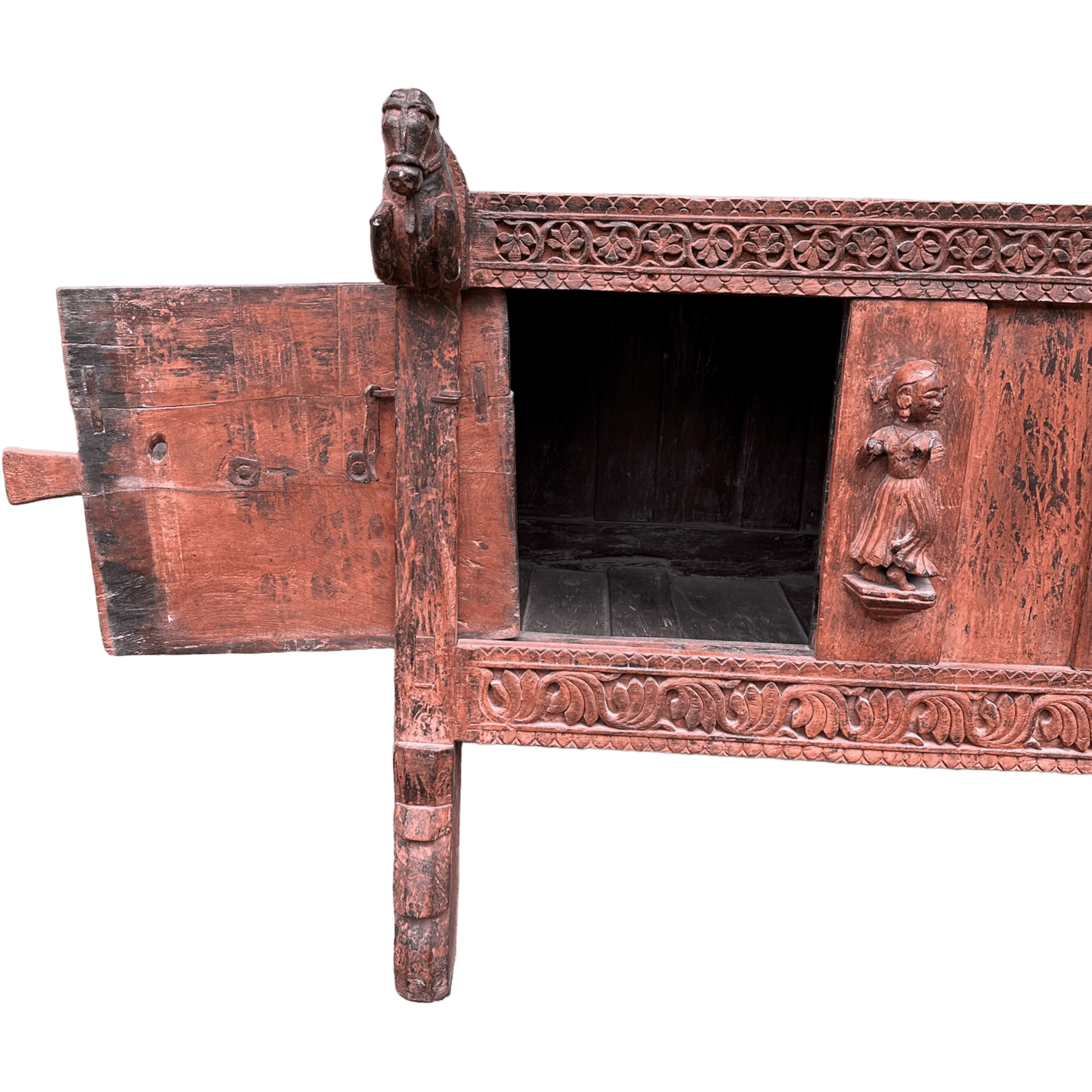 Antique Indian Damchiya Dowry Chest Hand Carved Hardwood SideboardThe Furniture Recycling Shop