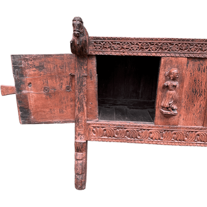 Antique Indian Damchiya Dowry Chest Hand Carved Hardwood SideboardThe Furniture Recycling Shop