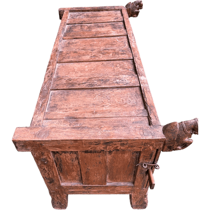 Antique Indian Damchiya Dowry Chest Hand Carved Hardwood SideboardThe Furniture Recycling Shop