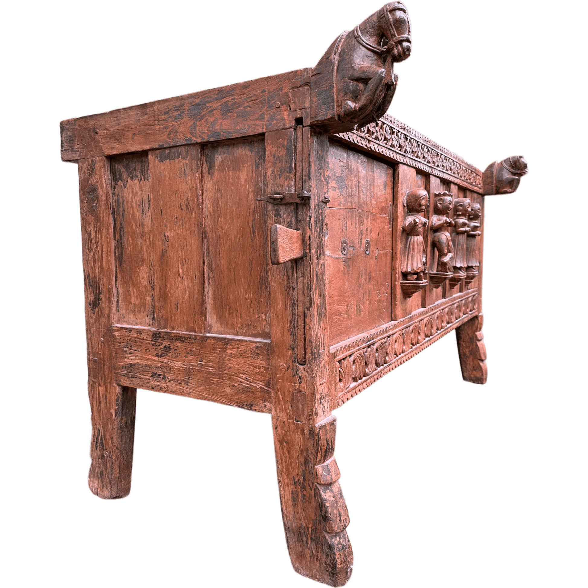 Antique Indian Damchiya Dowry Chest Hand Carved Hardwood SideboardThe Furniture Recycling Shop