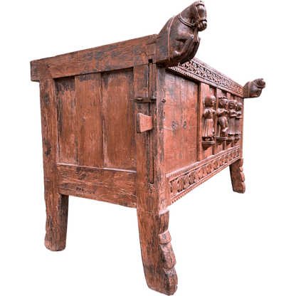 Antique Indian Damchiya Dowry Chest Hand Carved Hardwood SideboardThe Furniture Recycling Shop