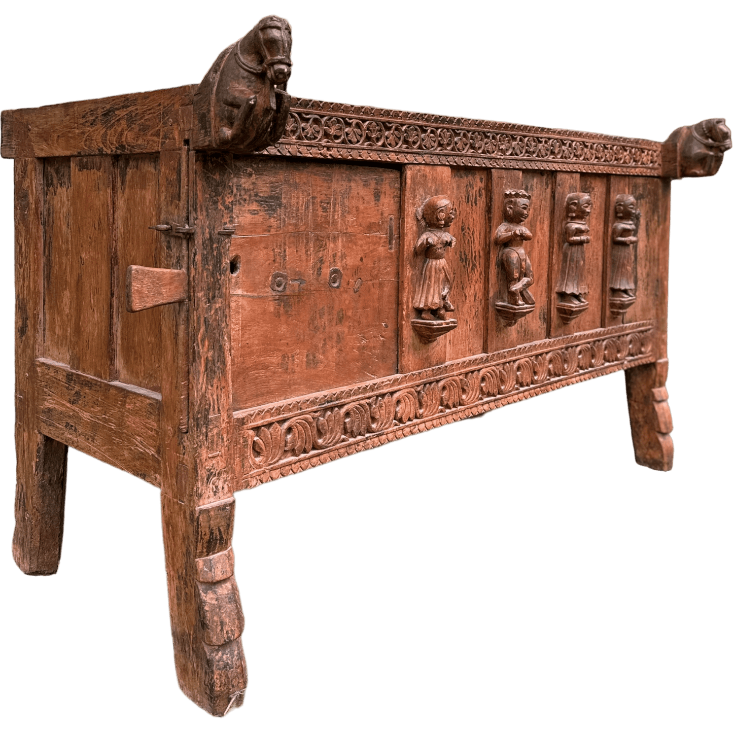 Antique Indian Damchiya Dowry Chest Hand Carved Hardwood SideboardThe Furniture Recycling Shop