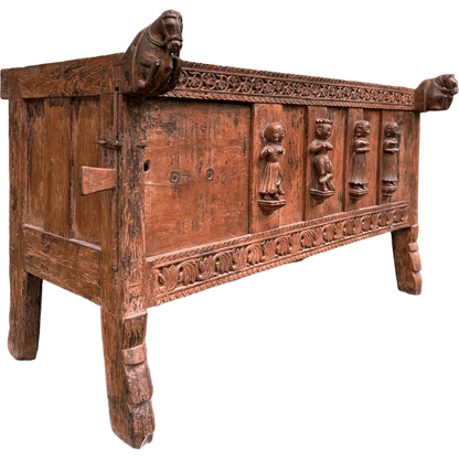 Antique Indian Damchiya Dowry Chest Hand Carved Hardwood SideboardThe Furniture Recycling Shop