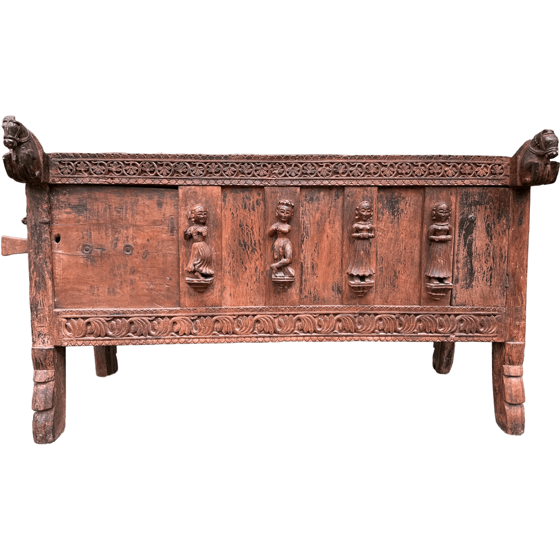 Antique Indian Damchiya Dowry Chest Hand Carved Hardwood SideboardThe Furniture Recycling Shop
