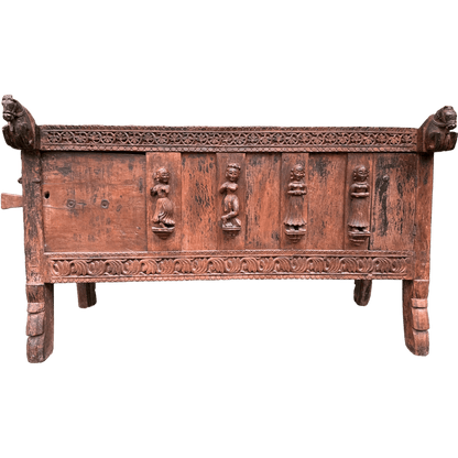 Antique Indian Damchiya Dowry Chest Hand Carved Hardwood SideboardThe Furniture Recycling Shop