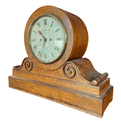 Antique James Murray Royal Exchange Mantel Clock – Elegant Oak Design with Spiral DetailsThe Furniture Recycling Shop