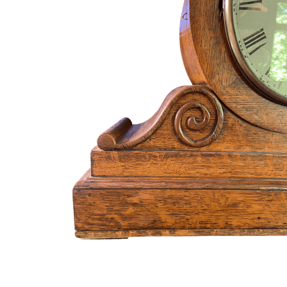 Antique James Murray Royal Exchange Mantel Clock – Elegant Oak Design with Spiral DetailsThe Furniture Recycling Shop