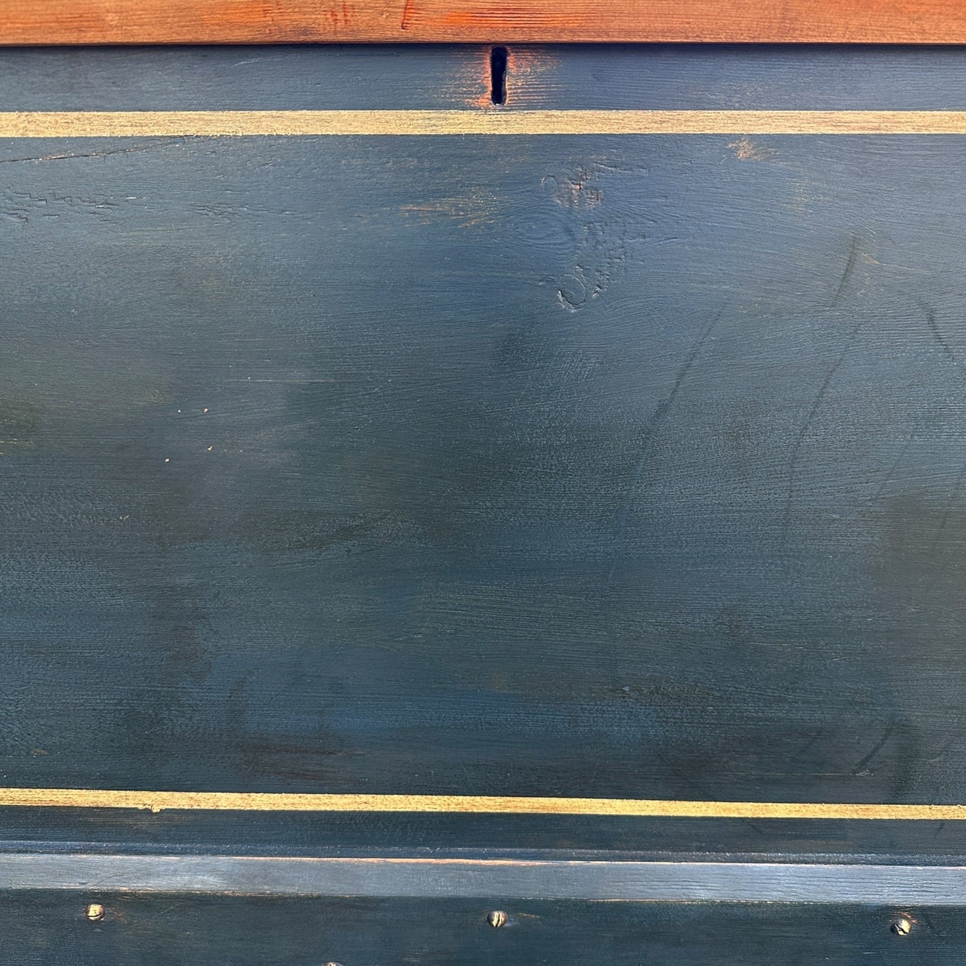 Antique Pine Blue Painted Blanket Chest TrunkThe Furniture Recycling Shop