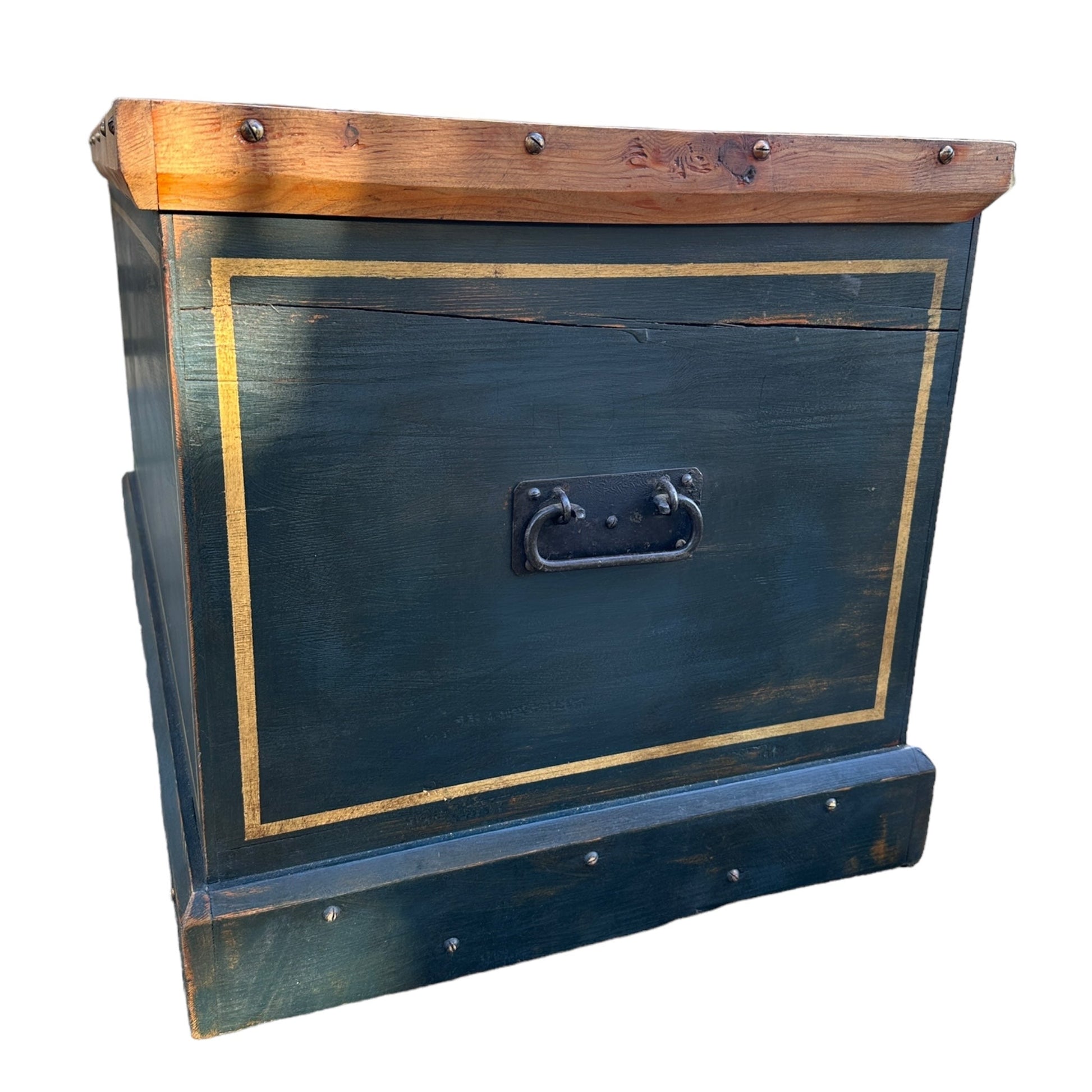 Antique Pine Blue Painted Blanket Chest TrunkThe Furniture Recycling Shop