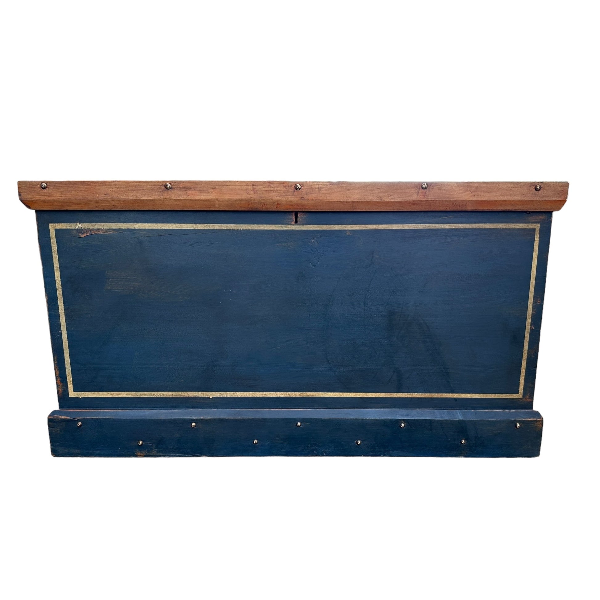 Antique Pine Blue Painted Blanket Chest TrunkThe Furniture Recycling Shop