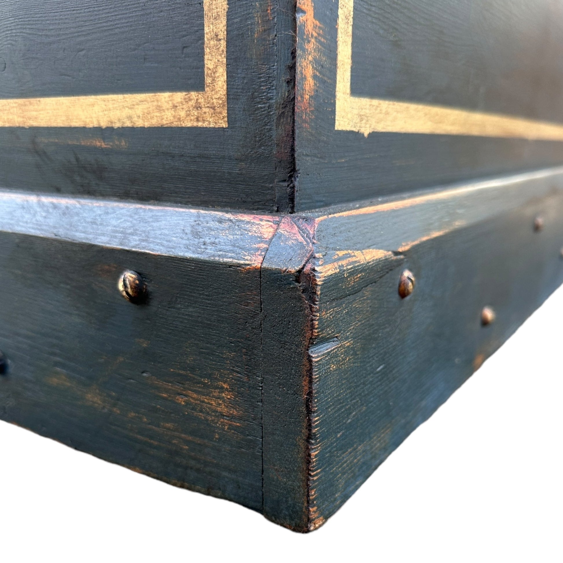 Antique Pine Blue Painted Blanket Chest TrunkThe Furniture Recycling Shop