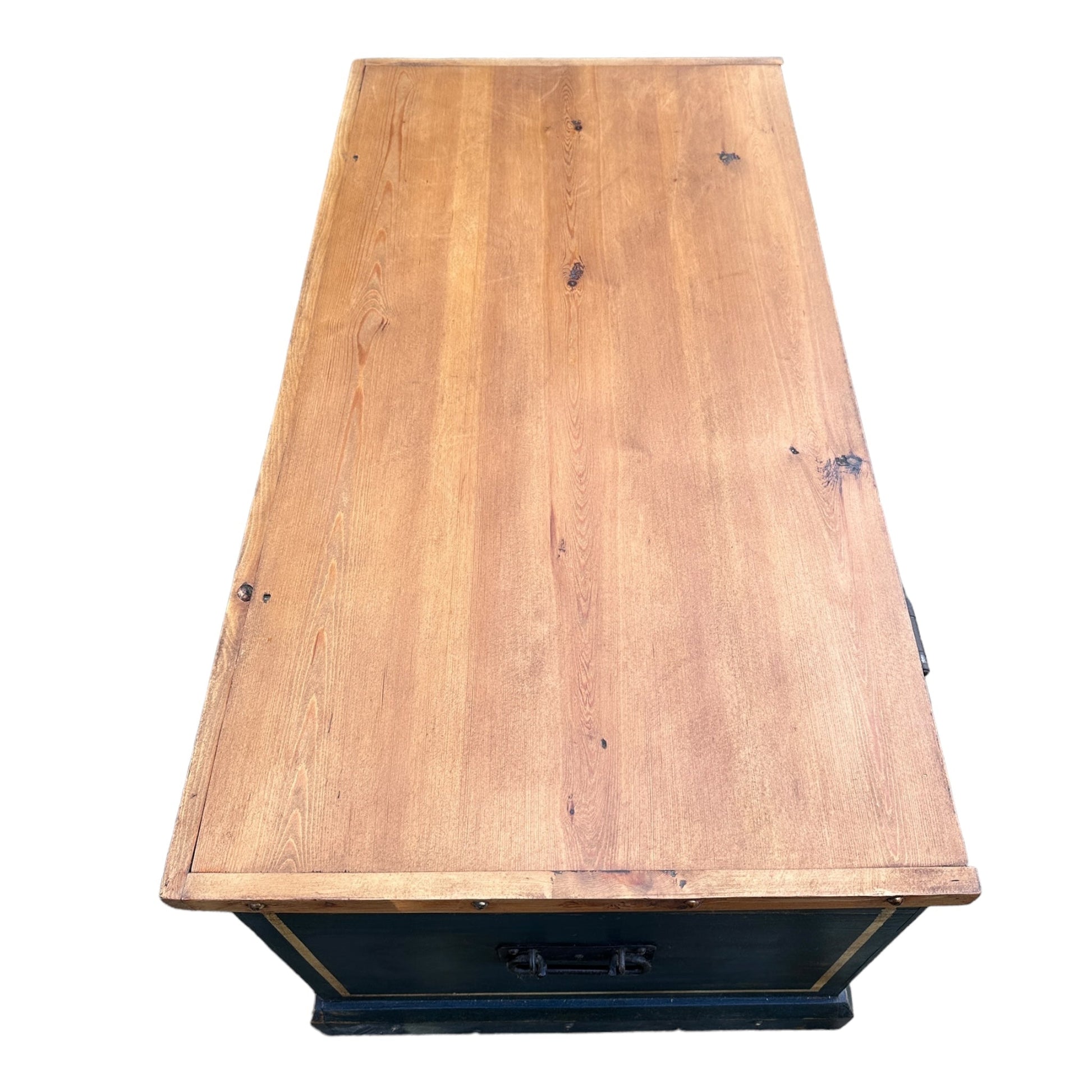 Antique Pine Blue Painted Blanket Chest TrunkThe Furniture Recycling Shop
