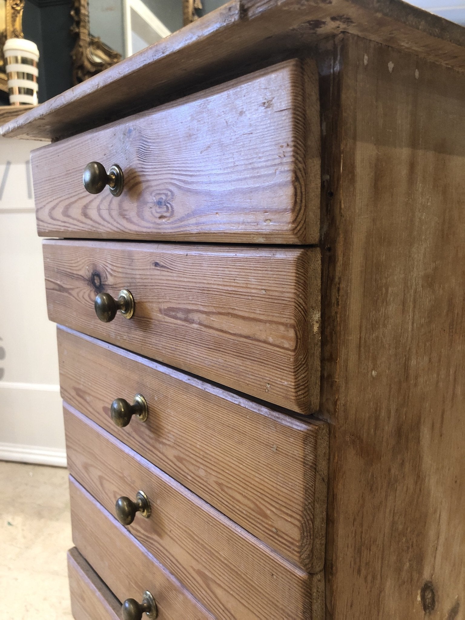 Antique Pine Collectors Cabinet Drawer Set With Collection Of ButterfliesThe Furniture Recycling Shop