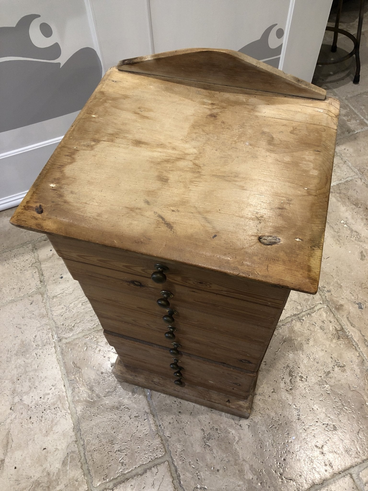 Antique Pine Collectors Cabinet Drawer Set With Collection Of ButterfliesThe Furniture Recycling Shop