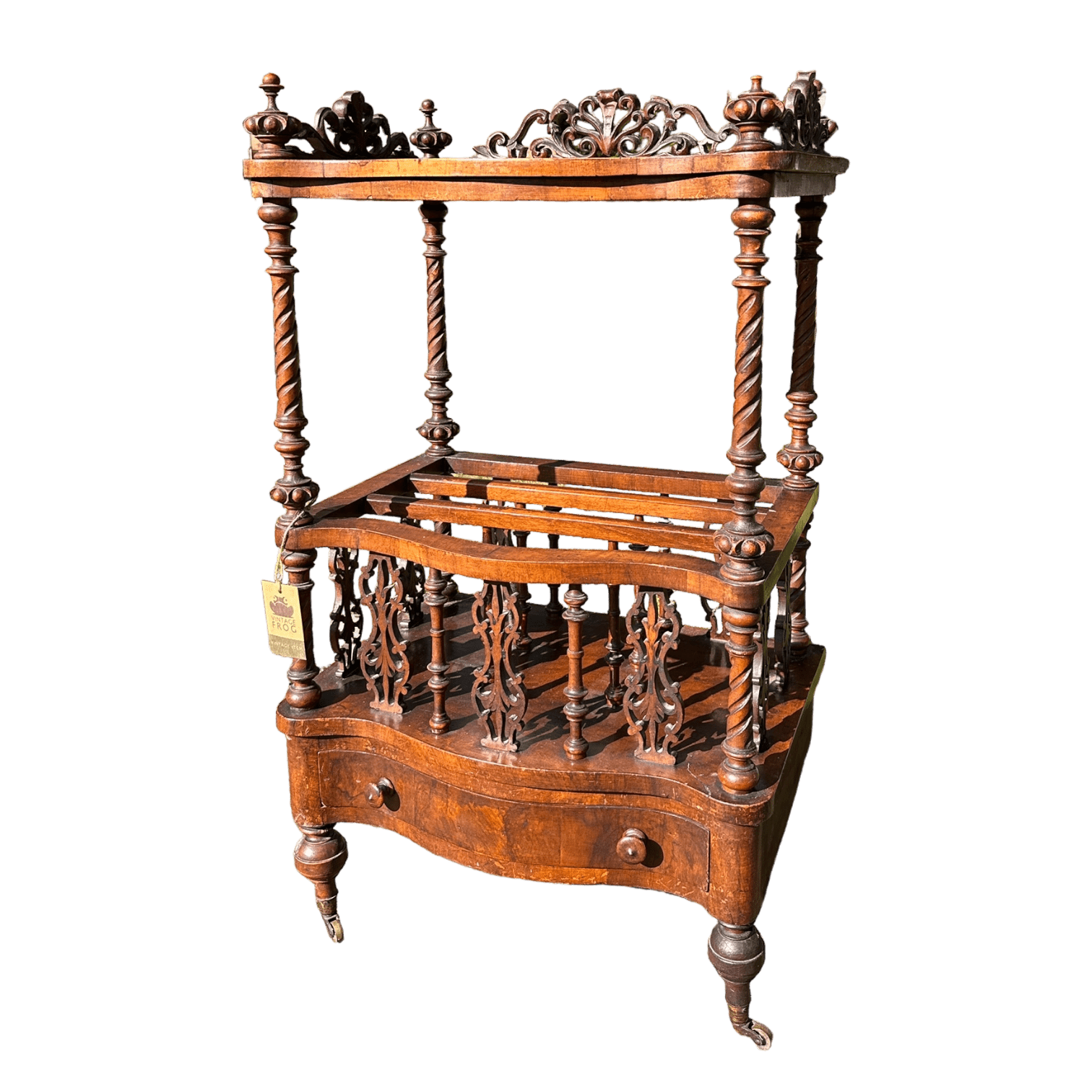 Antique Victorian Canterbury Magazine Rack with Drawer - Circa 1860The Furniture Recycling Shop