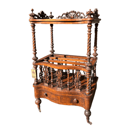 Antique Victorian Canterbury Magazine Rack with Drawer - Circa 1860The Furniture Recycling Shop
