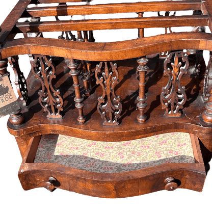 Antique Victorian Canterbury Magazine Rack with Drawer - Circa 1860The Furniture Recycling Shop