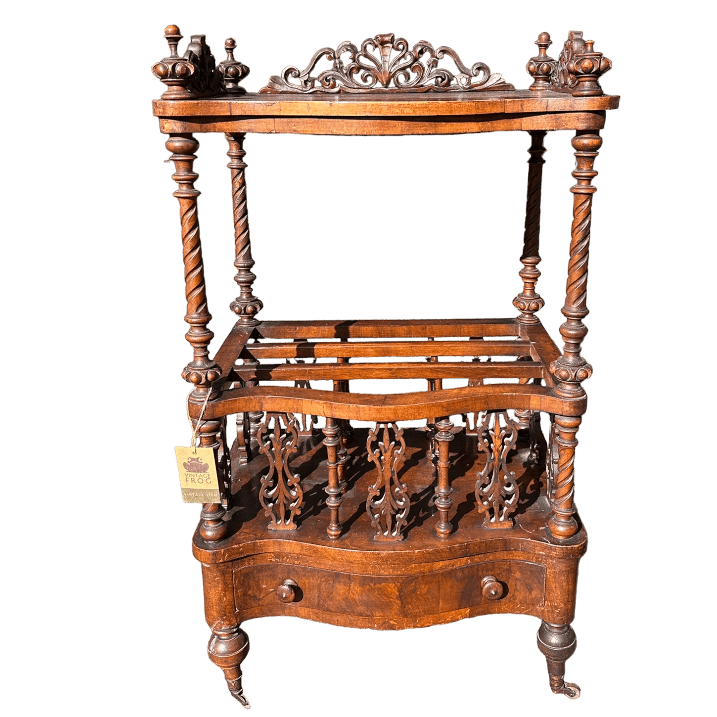 Antique Victorian Canterbury Magazine Rack with Drawer - Circa 1860The Furniture Recycling Shop