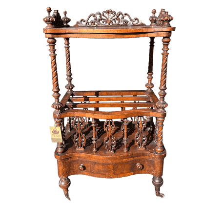 Antique Victorian Canterbury Magazine Rack with Drawer - Circa 1860The Furniture Recycling Shop