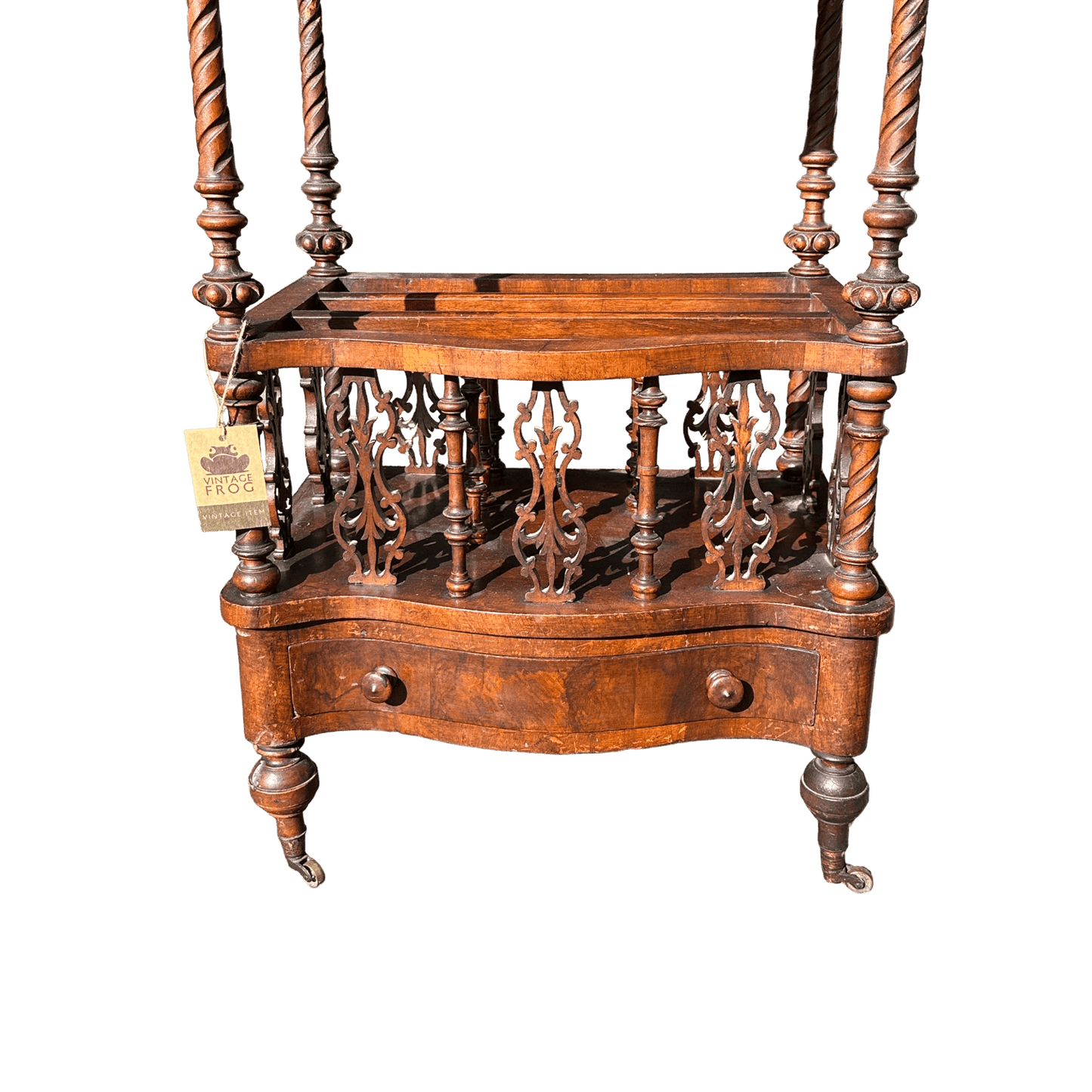 Antique Victorian Canterbury Magazine Rack with Drawer - Circa 1860The Furniture Recycling Shop