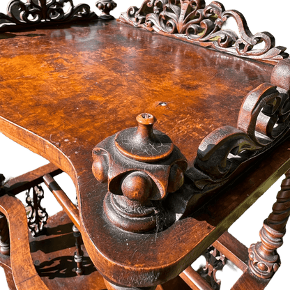 Antique Victorian Canterbury Magazine Rack with Drawer - Circa 1860The Furniture Recycling Shop