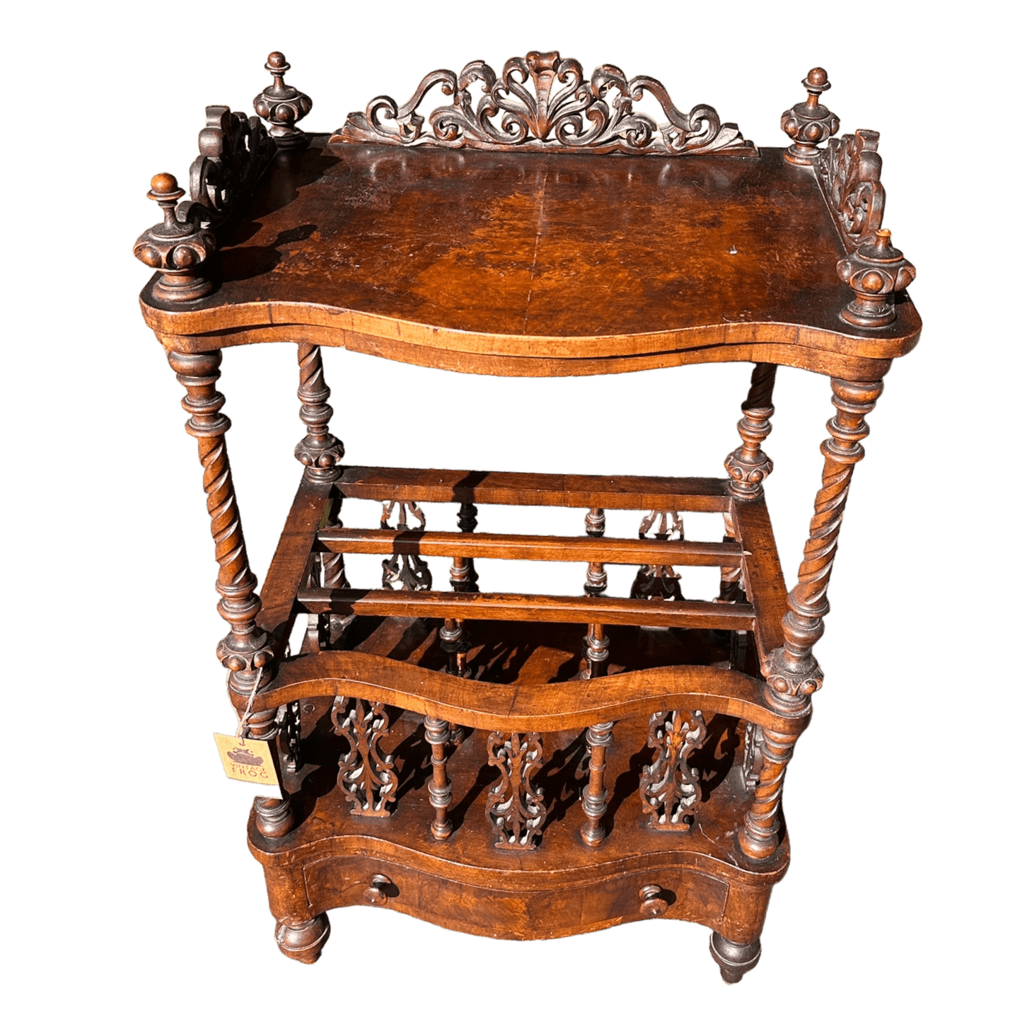Antique Victorian Canterbury Magazine Rack with Drawer - Circa 1860The Furniture Recycling Shop