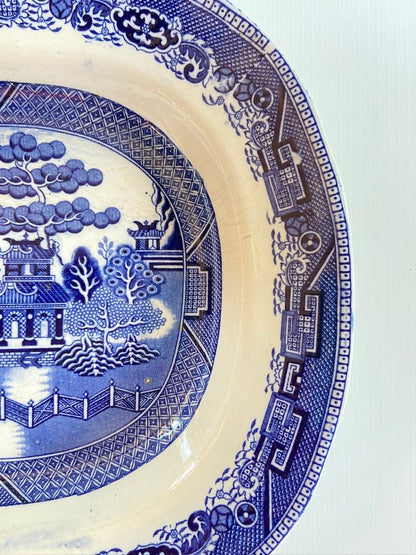 Antique Willow Pattern Large Stone Ware Blue and White Charger Platter Serving DishThe Furniture Recycling ShopFurniture