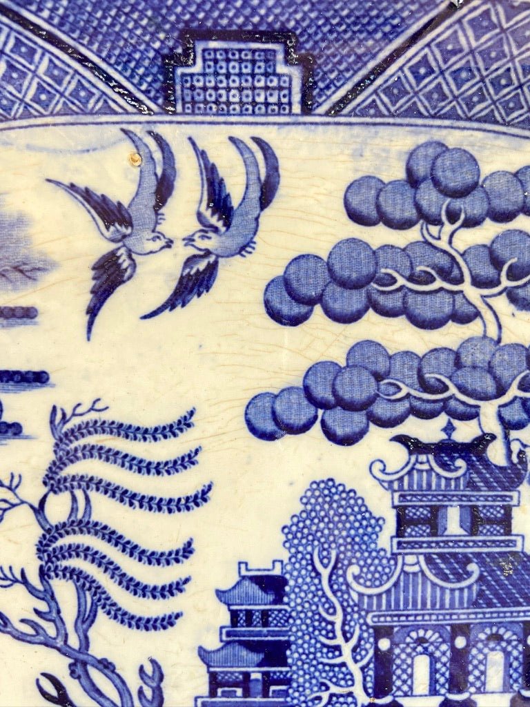 Antique Willow Pattern Large Stone Ware Blue and White Charger Platter Serving DishThe Furniture Recycling ShopFurniture