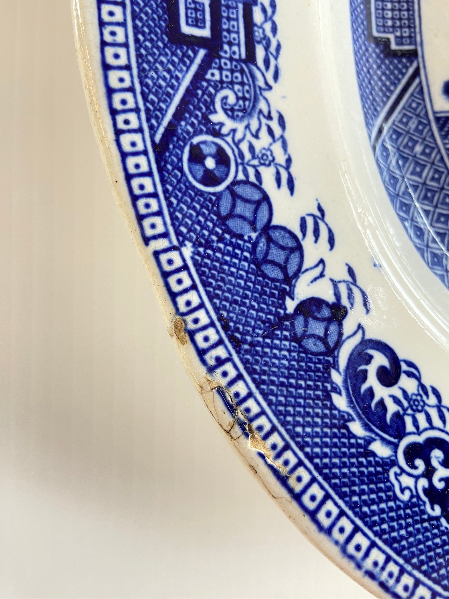 Antique Willow Pattern Large Stone Ware Blue and White Charger Platter Serving DishThe Furniture Recycling ShopFurniture