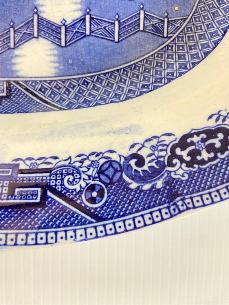Antique Willow Pattern Large Stone Ware Blue and White Charger Platter Serving DishThe Furniture Recycling ShopFurniture