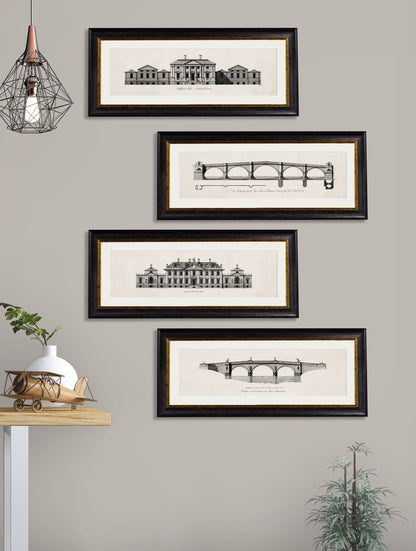 c 1737 belford hall northumberland framed print in size 95 x 38cm - glass-fronted framed wall art print with solid wood frame, adds elegance to your decor