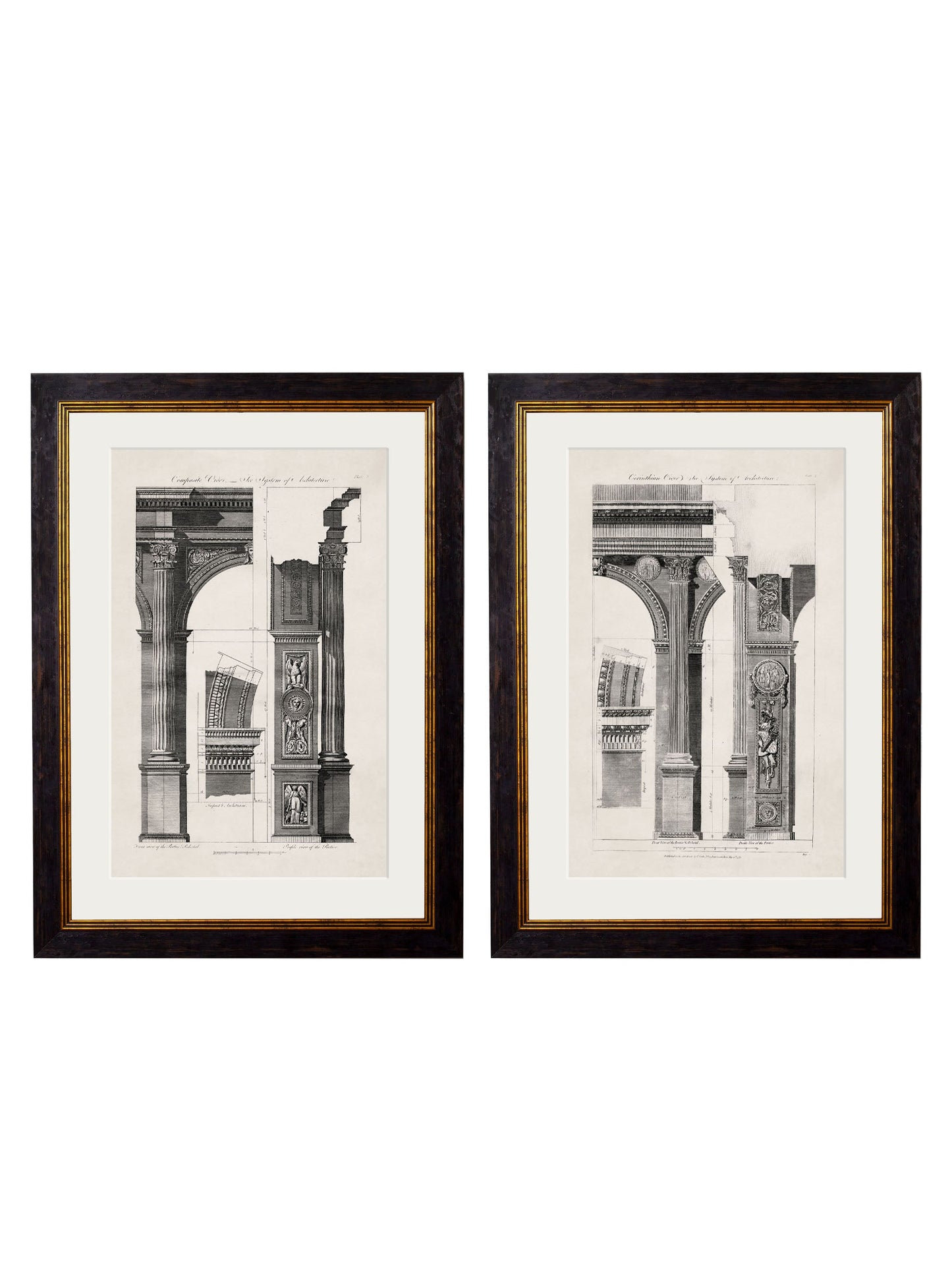 c.1796 Architectural Studies of Arches in size 38 x 50cm - glass-fronted framed wall art print with solid wood frame, a beautiful addition to stylish homes