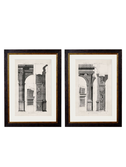c.1796 Architectural Studies of Arches in size 38 x 50cm - glass-fronted framed wall art print with solid wood frame, a beautiful addition to stylish homes
