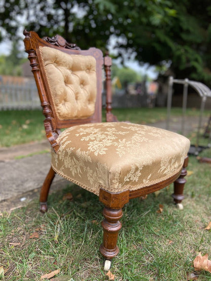 Beautiful Small Low Victorian Bedroom Saloon Chair With Inlay DetailsThe Furniture Recycling ShopFurniture