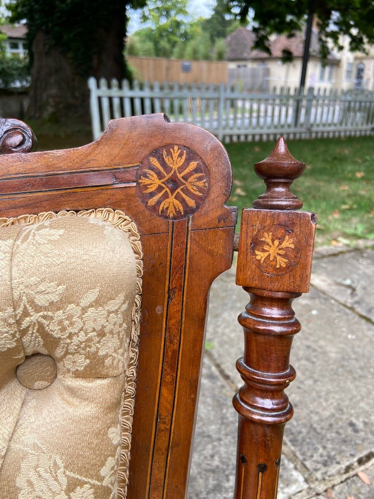 Beautiful Small Low Victorian Bedroom Saloon Chair With Inlay DetailsThe Furniture Recycling ShopFurniture