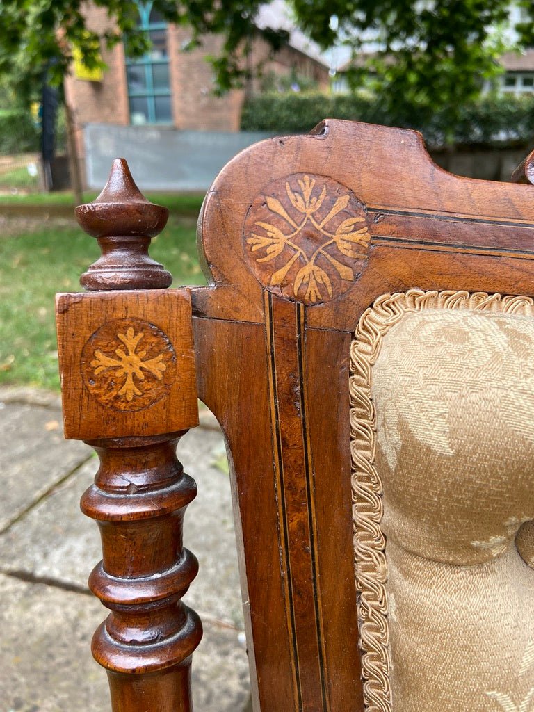 Beautiful Small Low Victorian Bedroom Saloon Chair With Inlay DetailsThe Furniture Recycling ShopFurniture