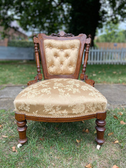 Beautiful Small Low Victorian Bedroom Saloon Chair With Inlay DetailsThe Furniture Recycling ShopFurniture