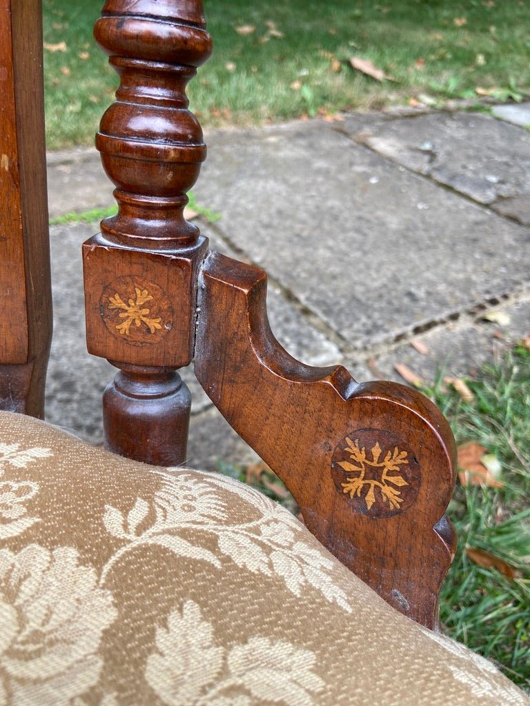 Beautiful Small Low Victorian Bedroom Saloon Chair With Inlay DetailsThe Furniture Recycling ShopFurniture