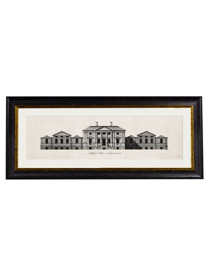 c 1737 belford hall northumberland framed print in size 95 x 38cm - glass-fronted framed wall art print with solid wood frame, perfect for luxury home decor