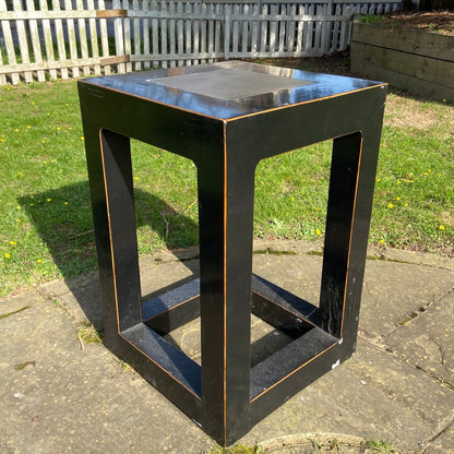 Black Oriental Plant Stand Side Table with Stone TopThe Furniture Recycling Shop
