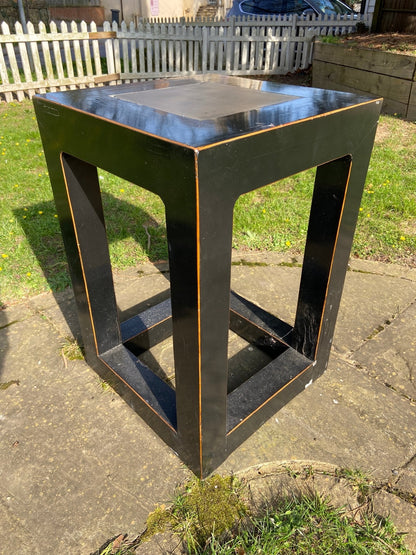 Black Oriental Plant Stand Side Table with Stone TopThe Furniture Recycling Shop