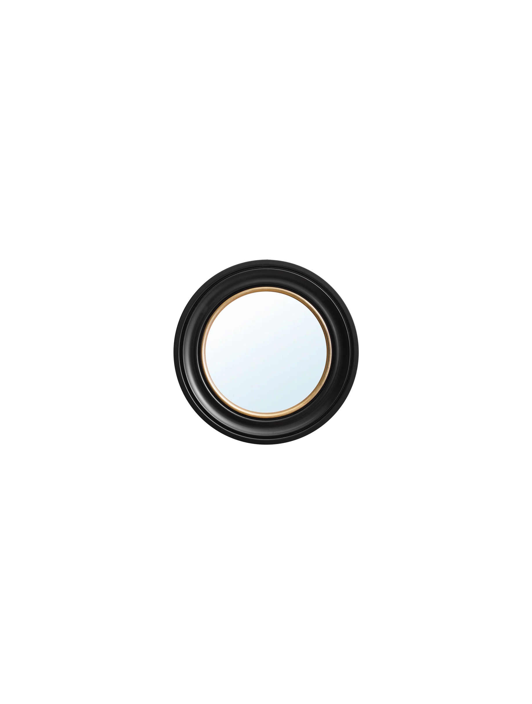 black and gold round mirror - premium glass-fronted framed art print with solid wood frame, perfect for luxury home decor