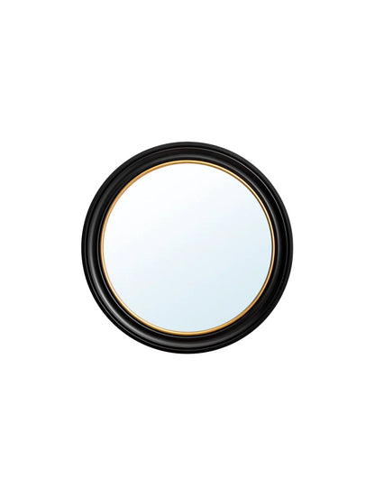 black and gold round mirror in size 120 x 20cm - glass-fronted framed wall art print with solid wood frame, adds elegance to your decor