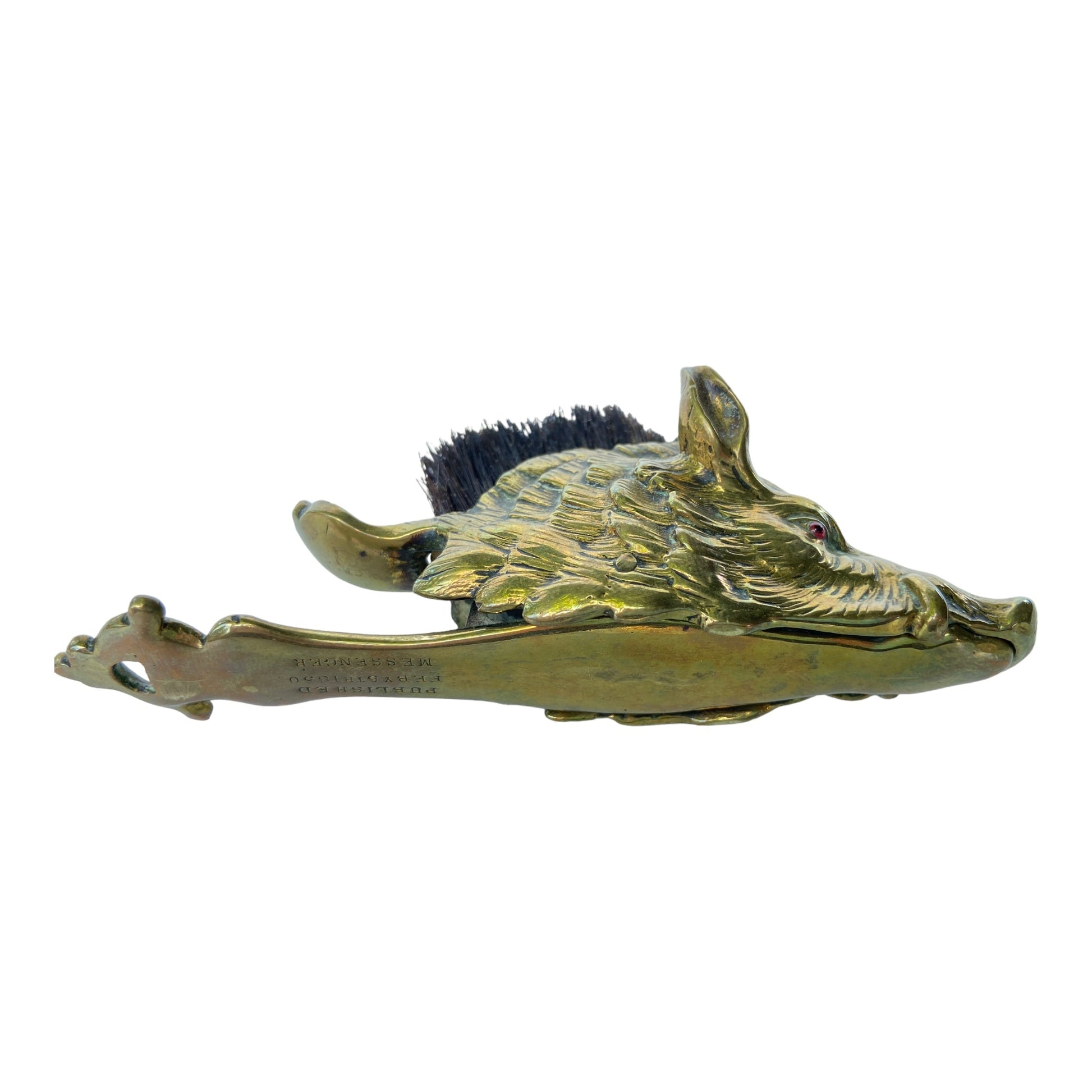 Boar’s Head-form Figure Victorian Letter Clip with Pen Nib BrushThe Furniture Recycling Shop