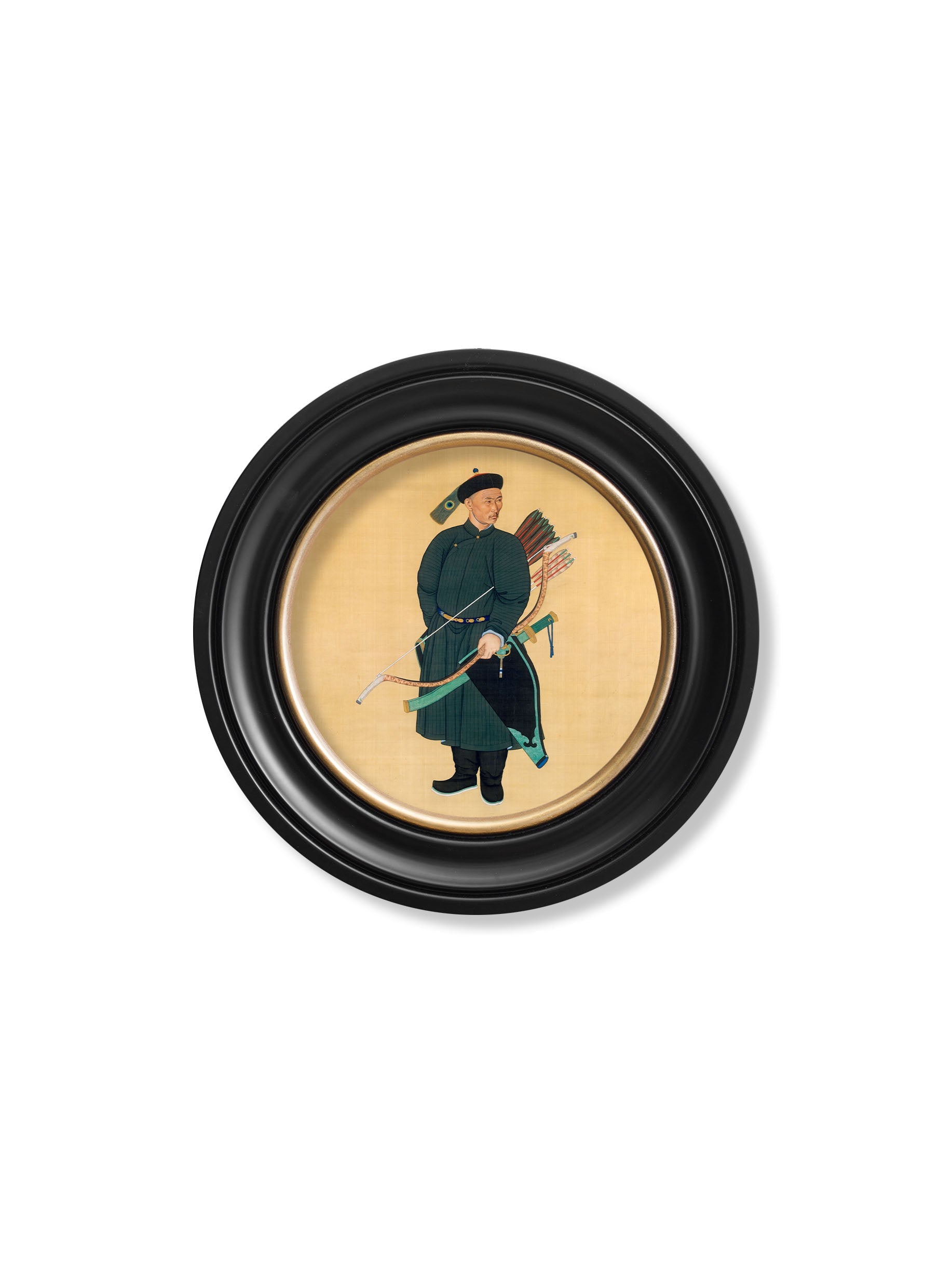 c 1760 portrait of the imperial bodyguard round in size 96 x 96cm - glass-fronted framed wall art print with solid wood frame, perfect for statement wall decor