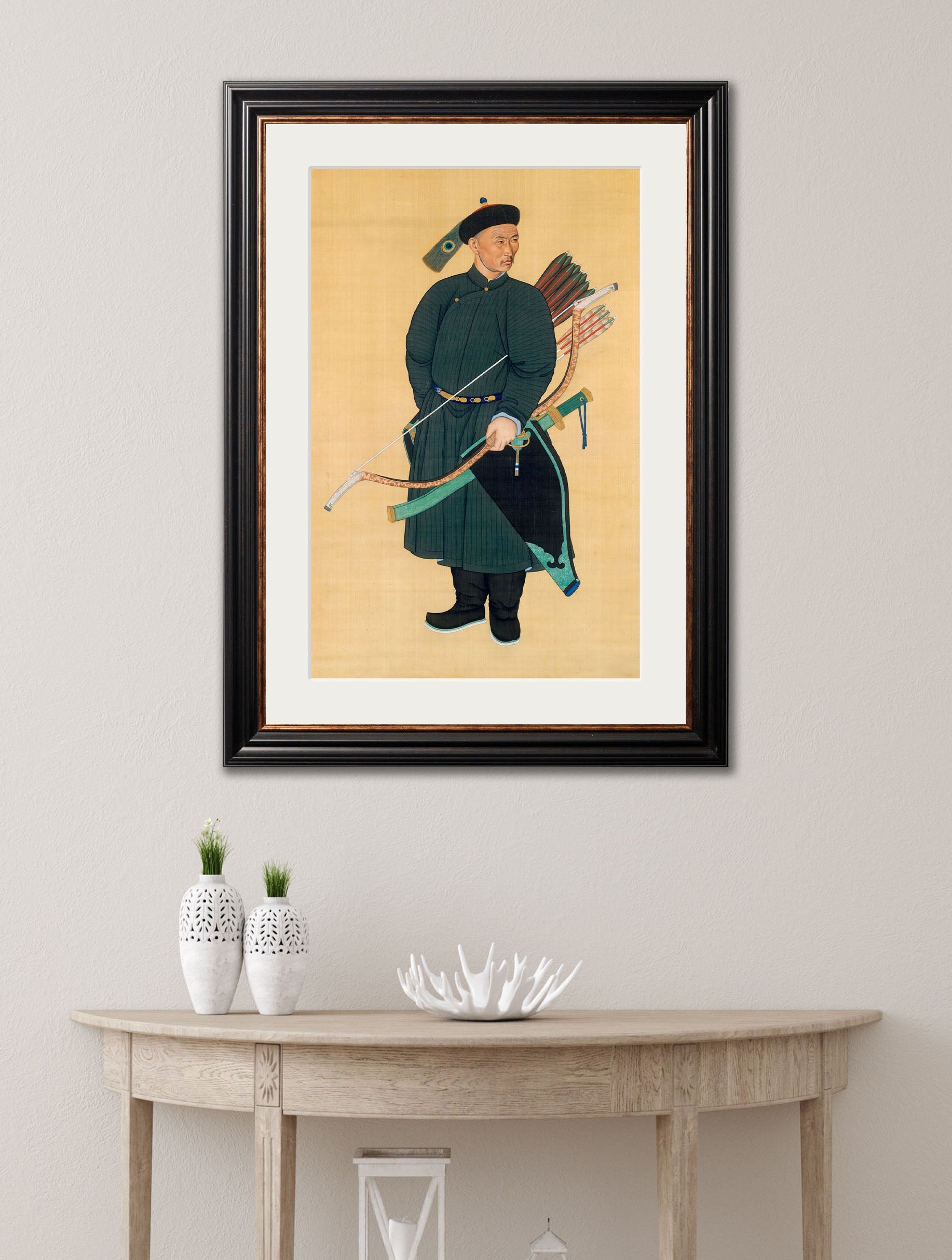 c 1760 portrait of the imperial bodyguard in size 50 x 70cm - glass-fronted framed wall art print with solid wood frame, perfect for statement wall decor
