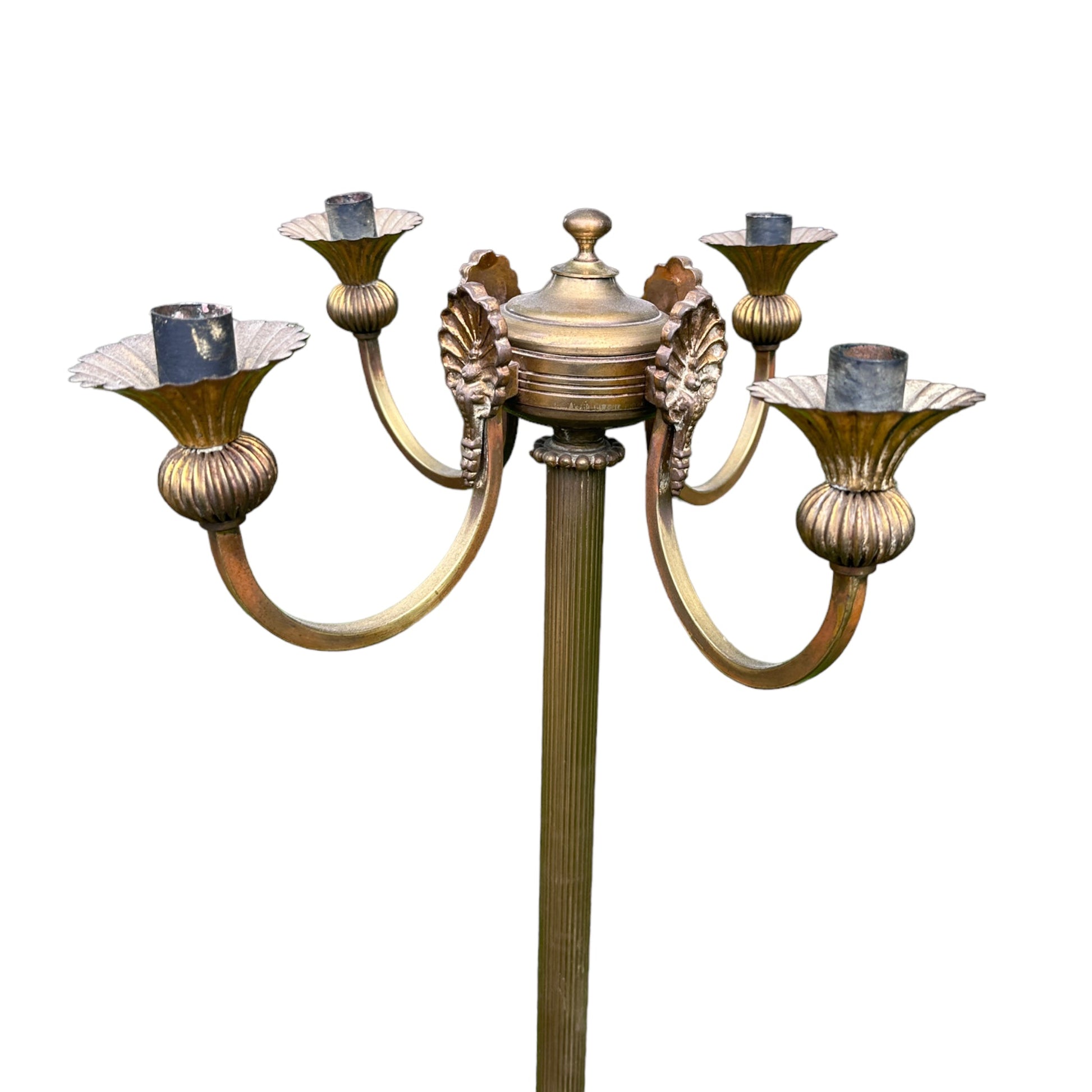 Brass Free Standing Tall Four Prong Candelabra Candle HolderThe Furniture Recycling Shop
