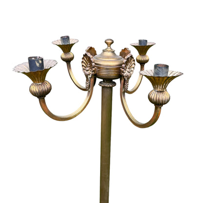 Brass Free Standing Tall Four Prong Candelabra Candle HolderThe Furniture Recycling Shop