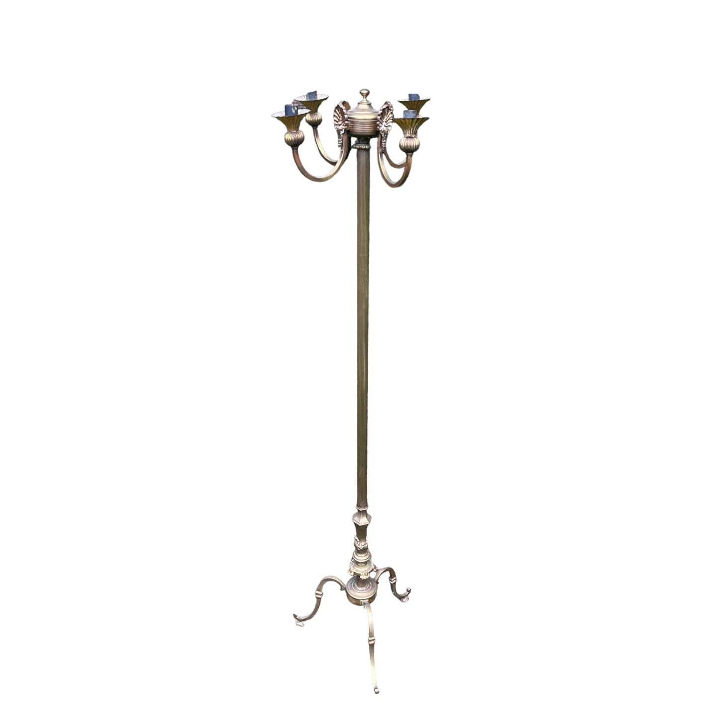 Brass Free Standing Tall Four Prong Candelabra Candle HolderThe Furniture Recycling Shop