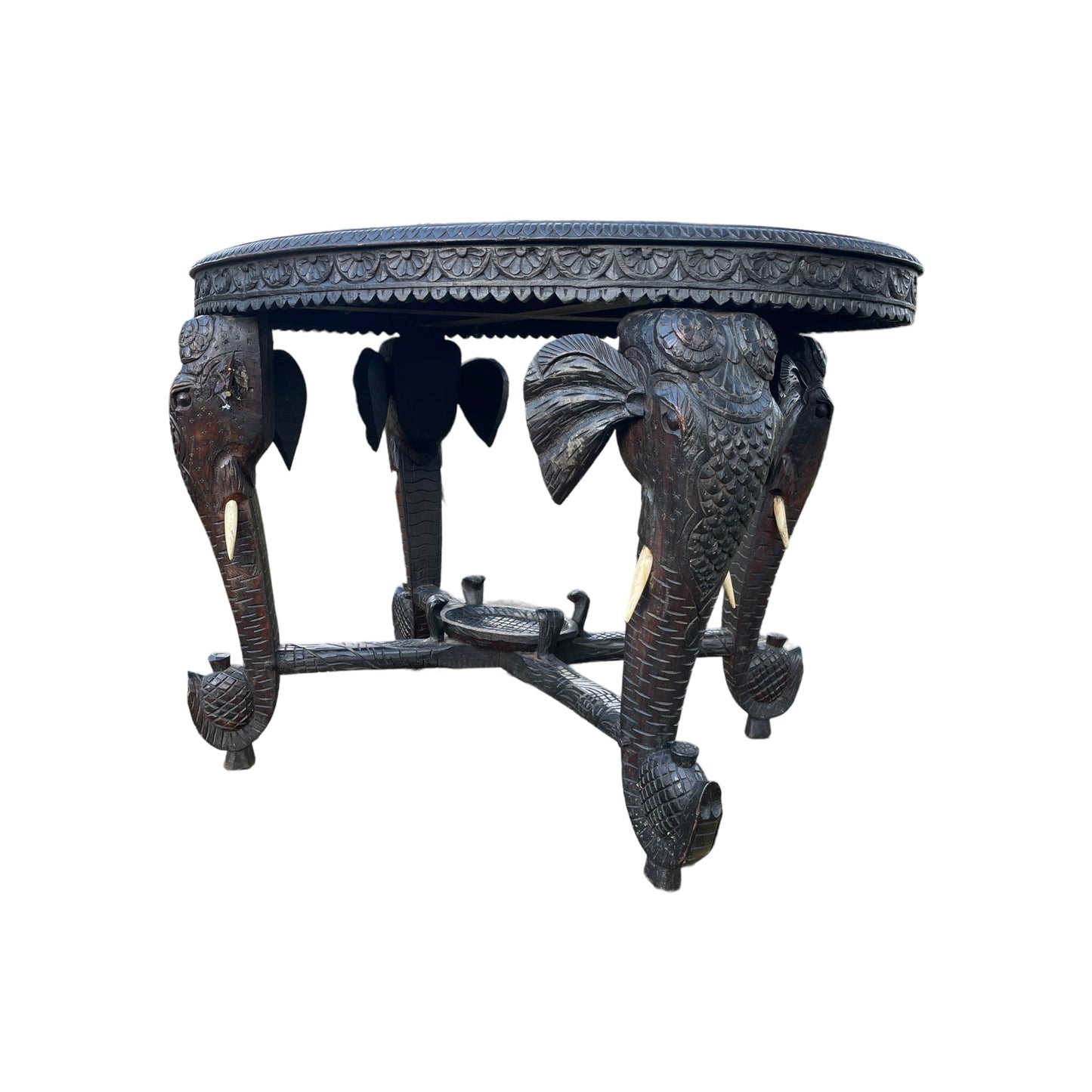Carved Ebonised Indian Hardwood Elephant Head Side / Center Coffee Table Circa 1900The Furniture Recycling ShopFurniture